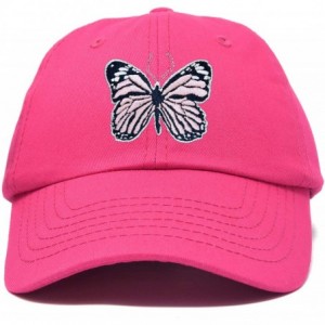 Baseball Caps Pink Butterfly Hat Cute Womens Gift Embroidered Girls Cap - Hot Pink - CD18S7UU0L8 $17.62