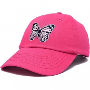 Baseball Caps Pink Butterfly Hat Cute Womens Gift Embroidered Girls Cap - Hot Pink - CD18S7UU0L8 $33.64