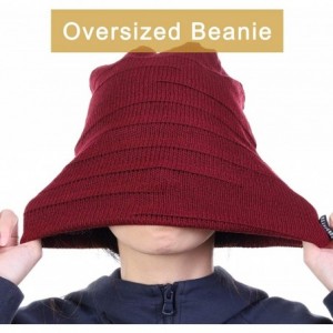 Skullies & Beanies Mens Slouchy Beanie Hat Summer Oversized Knit Cap for Women Winter Skull Cap B309 - Xzz-claret - C118Z8TAD...