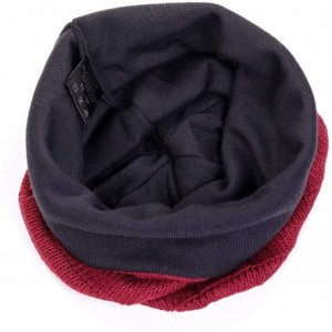 Skullies & Beanies Mens Slouchy Beanie Hat Summer Oversized Knit Cap for Women Winter Skull Cap B309 - Xzz-claret - C118Z8TAD...