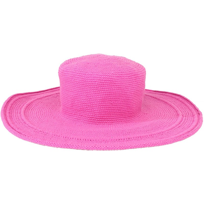 Sun Hats Women's Cotton Crochet 4 Inch Brim Floppy Hat - Hot Pink - CO1171D9WAT $18.99