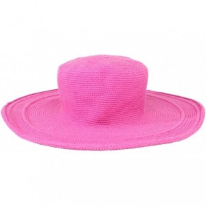 Sun Hats Women's Cotton Crochet 4 Inch Brim Floppy Hat - Hot Pink - CO1171D9WAT $42.74