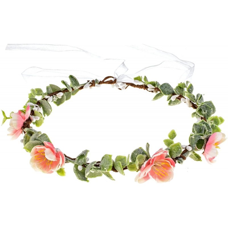 Headbands Succulent Flower Crown Eucalyptus Halo Wedding Floral Headband Photo Prop - W-pink Sakura - CJ18GNU33RQ $20.06