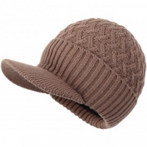 Skullies & Beanies Men's Winter Warm Thick Knit Beanie Hat with Visor - B-khaki - C318AHGUSYC $21.63