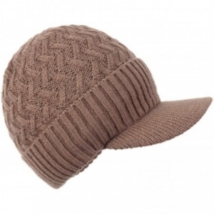 Skullies & Beanies Men's Winter Warm Thick Knit Beanie Hat with Visor - B-khaki - C318AHGUSYC $8.60