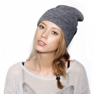 Skullies & Beanies Winter Beanie Hat with Warm Lining - Unisex Knit Hats Skull Cap for Men and Women- Black/Grey - Black - CM...