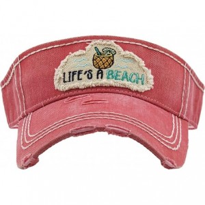 Visors Womens Baseball Cap High Ponytail Bun Half Visor Adjustable Athletic Hat - Life's a Beach - Coral - C41983LN8I8 $38.97