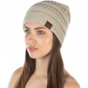 Skullies & Beanies Exclusives Womens Beanie Solid Ribbed Knit Hat Warm Soft Skull Cap - Beige - C318Y32CW4X $21.18