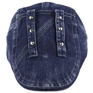 Newsboy Caps Variety Washed Denim Newsboy Ivy Style Hat (Denim blue14) - CY12ID7KEDL $20.86