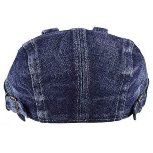 Newsboy Caps Variety Washed Denim Newsboy Ivy Style Hat (Denim blue14) - CY12ID7KEDL $20.86