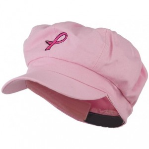 Newsboy Caps Hot Pink Ribbon Breast Cancer Embroidered Newsboy Cap - Pink - CG11MJ47T47 $51.34