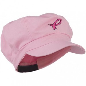 Newsboy Caps Hot Pink Ribbon Breast Cancer Embroidered Newsboy Cap - Pink - CG11MJ47T47 $29.85