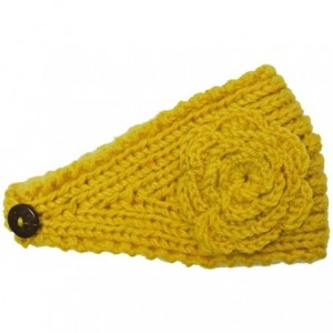 Headbands Winter Hand Knit Floral Headband - Yellow - C111IDVGQDZ $19.08