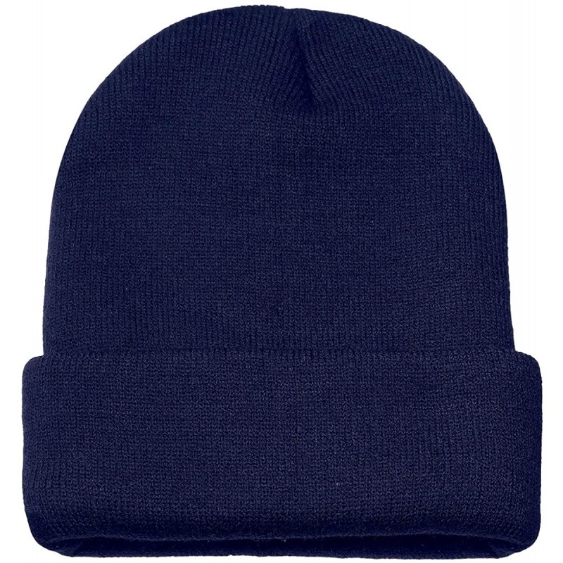 Skullies & Beanies Men Women Knitted Beanie Hat Ski Cap Plain Solid Color Warm Great for Winter - Extra Thickness 4 Ply (Navy...