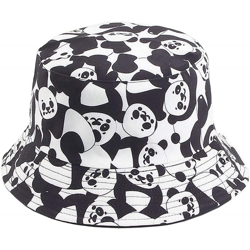 Bucket Hats Unisex Print Double-Side-Wear Reversible Bucket Hat - Panda Pattern - CX19972SIUG $16.15