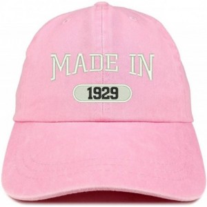 Baseball Caps Made in 1929 Embroidered 91st Birthday Washed Baseball Cap - Pink - CE18C7H40O4 $36.64