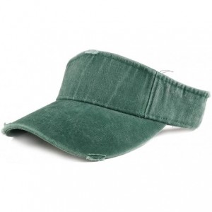 Visors Frayed Pigment Dyed Garment Washed Distressed Adjustable Visor Cap - Forest Green - CB186OS4IDD $31.74