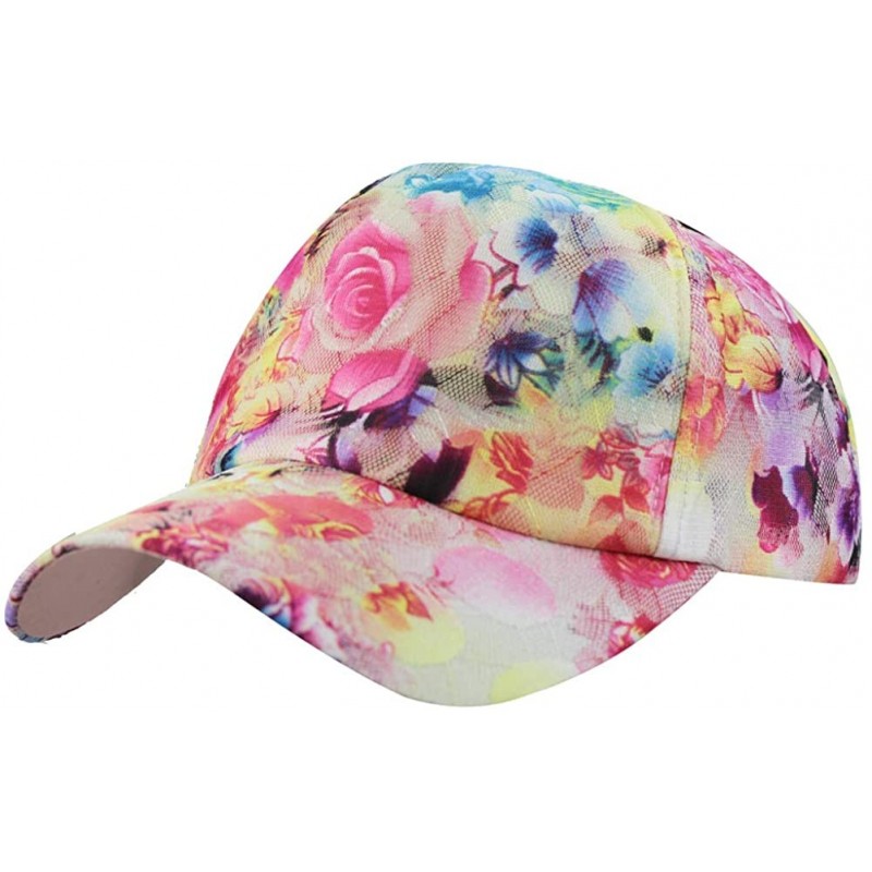 Baseball Caps Womens Sports Running Golf Travel Baesball Sun Flower Floral Cap Hat Caps Hats - Light Blue - CM183RZKCED $19.76