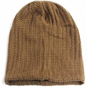 Skullies & Beanies Unisex Adult Winter Warm Slouch Beanie Long Baggy Skull Cap Stretchy Knit Hat Oversized - Khaki - CR128JX0...