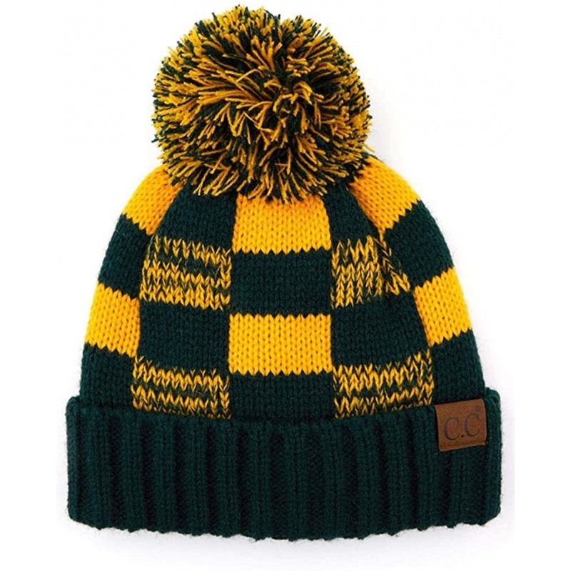 Skullies & Beanies Exclusive University College School Team Color Knit Skully Hat Beanie with Pom - Green/Gold - C418ZOWZUY5 ...