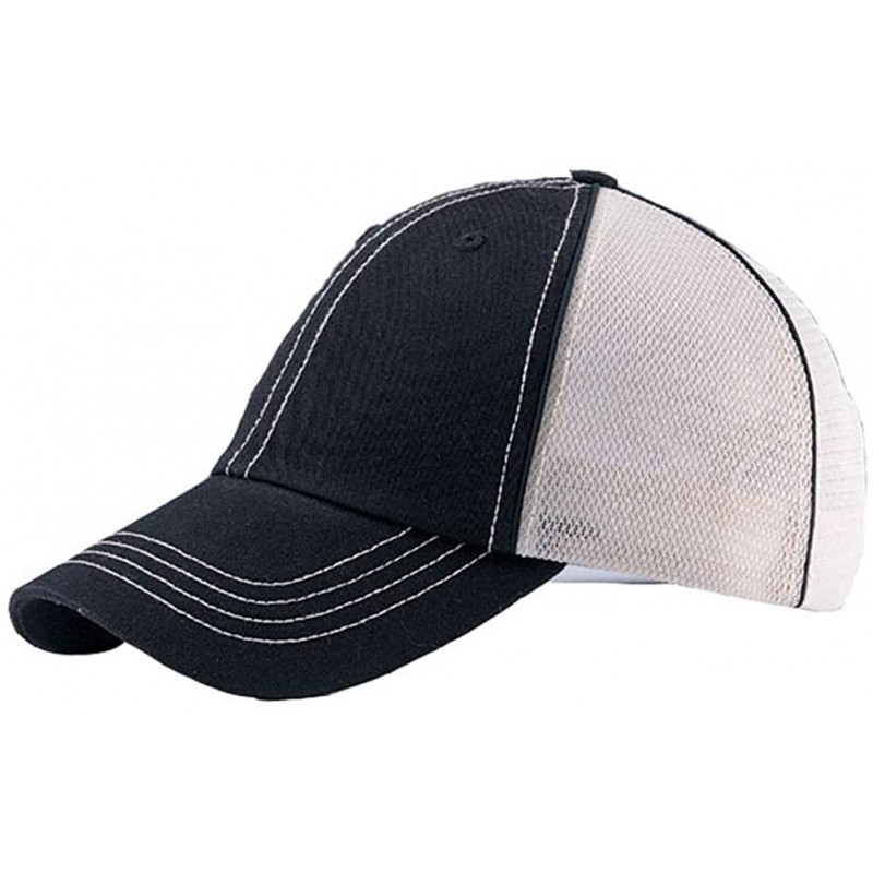 Baseball Caps Low Profile Cotton Twill Mesh Trucker Cap - Black/Putty - CP11BX4N8F3 $22.25