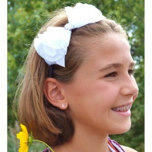 Headbands Chiffon Cone Bow Elastic Headband - White - CX110958RSP $23.76