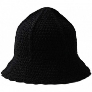Bucket Hats Christmas Hats for Women- Women Handmade Chunky Crochet Bucket Cap Braided Wavy Brim Knitted Fisherman Hat - CG19...
