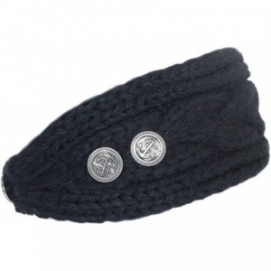 Headbands Women's Winter Knit Headband - Button - Black - CU11QWMIBVH $22.99