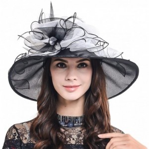Sun Hats Women's Kentucky Derby Dress Tea Party Church Wedding Hat S609-A - S603-white - CP18CL665GW $53.33