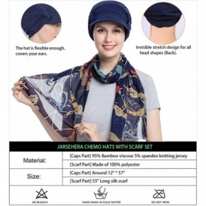 Newsboy Caps Chemo Hats for Women Bamboo Cotton Lined Newsboy Caps with Scarf Double Loop Headwear for Cancer Hair Loss - C11...