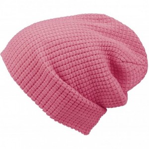 Skullies & Beanies Cotton Embossed Knit Slouchy Beanie Winter Warm Ski Skater Hip-hop Hat - Pink - CP11YIGGCNN $19.04