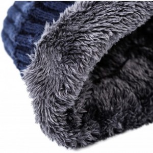 Skullies & Beanies Mens Winter Hat Warm Comfortable Soft Knit Beanie Hats Lined with Fleece - Blue - CC184YL4TDE $19.72