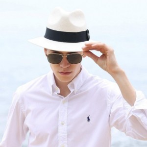 Fedoras Gambler Panama Straw Hat Fedora Hats for Men Imported White Japanese Paper - White - CH1805S7C9U $33.17