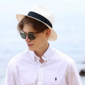 Fedoras Gambler Panama Straw Hat Fedora Hats for Men Imported White Japanese Paper - White - CH1805S7C9U $33.17
