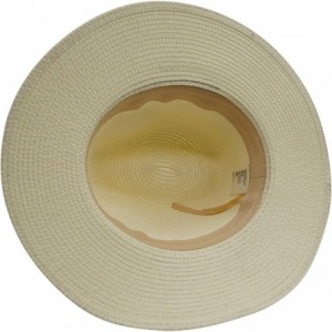 Sun Hats Womens Wide Brim Fedora Straw Hat Beach Sun Hat Panama Hat - Beige - C218QOZGSGW $30.62