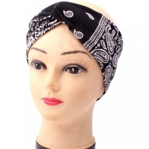 Headbands Pink Headband- Women Fashion Bandana Scarf Square Head Scarf Female Bandanas Headwear - Black - CJ18UWKNI75 $12.25