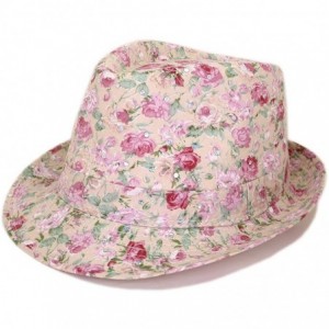 Fedoras Cotton Floral Sequin Sparkle Fedora Hat Available - Beige - CL11G28M18F $7.55