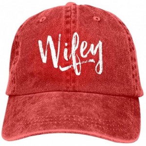 Baseball Caps Wifey Unisex Vintage Adjustable Cotton Baseball Cap Denim Dad Hat Cowboy Hat - Red - CK18IRGN7K4 $28.46
