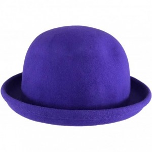 Fedoras Women's Bowler Hat in Black- Pink- or Purple - Purple - CQ1183QX7EV $49.64
