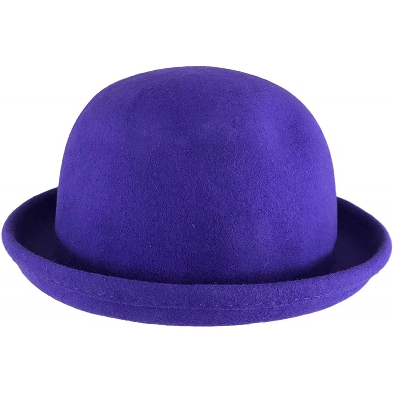Fedoras Women's Bowler Hat in Black- Pink- or Purple - Purple - CQ1183QX7EV $56.92