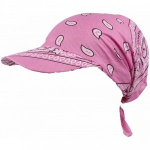 Visors Womens Assorted Paisley Print Bandana Head Scarf Hat Summer Folding Anti-UV Golf Tennis Sun Visor Cap - Pink - CB196NZ...