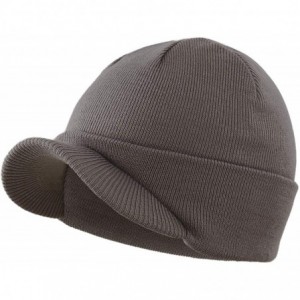 Skullies & Beanies Men's Winter Beanie Hat with Brim Warm Double Knit Cuff Beanie Cap - Dark Gray - CQ19279Q2I4 $23.20