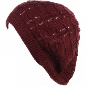 Berets Womens Knit Beanie Beret Hat Lightweight Fashion Accessory Crochet Cutouts - J019burg - CE194Y0HK06 $24.72