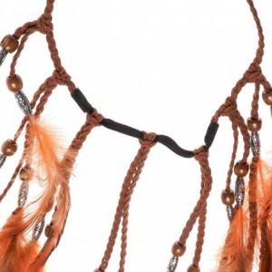 Headbands Boho Headdress Feather Headband Accessories - Orange - CZ18X6E990A $25.81