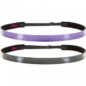 Headbands Adjustable NO SLIP Smooth Glitter Hairband Headbands for Women & Girls Multi Packs - Skinny Black & Purple 2pk - C9...