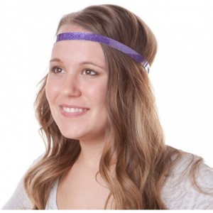 Headbands Adjustable NO SLIP Smooth Glitter Hairband Headbands for Women & Girls Multi Packs - Skinny Black & Purple 2pk - C9...
