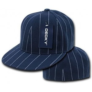Baseball Caps Pin Striped Fitted Cap - Navy - C31199QEIBF $28.41