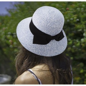 Sun Hats Women's Classic Summer Beach Sun Straw Bucket Hat with Bow - Denim Blue - CK18EMT82D2 $25.92