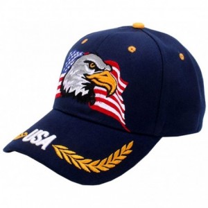 Baseball Caps USA-Flag Eagles-Hat American Baseball-Cap Embroidered - Navy - C318QDTL22C $33.18