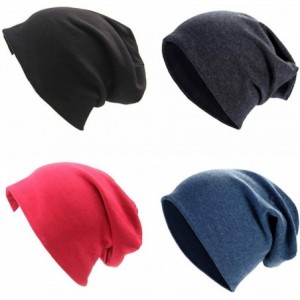 Skullies & Beanies Soft Cotton Slouchy Stretch Beanie Hat Hipster- 4 or 2 Pack of Baggy Chemo Hats for Men and Women - Set 2 ...